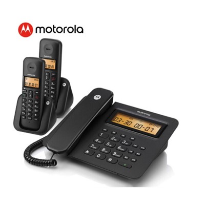 摩托罗拉 C2601普通电话机 数字无绳电话机 无线座机 子母机一拖一 办公家用 双免提 大屏背光 一键拨号